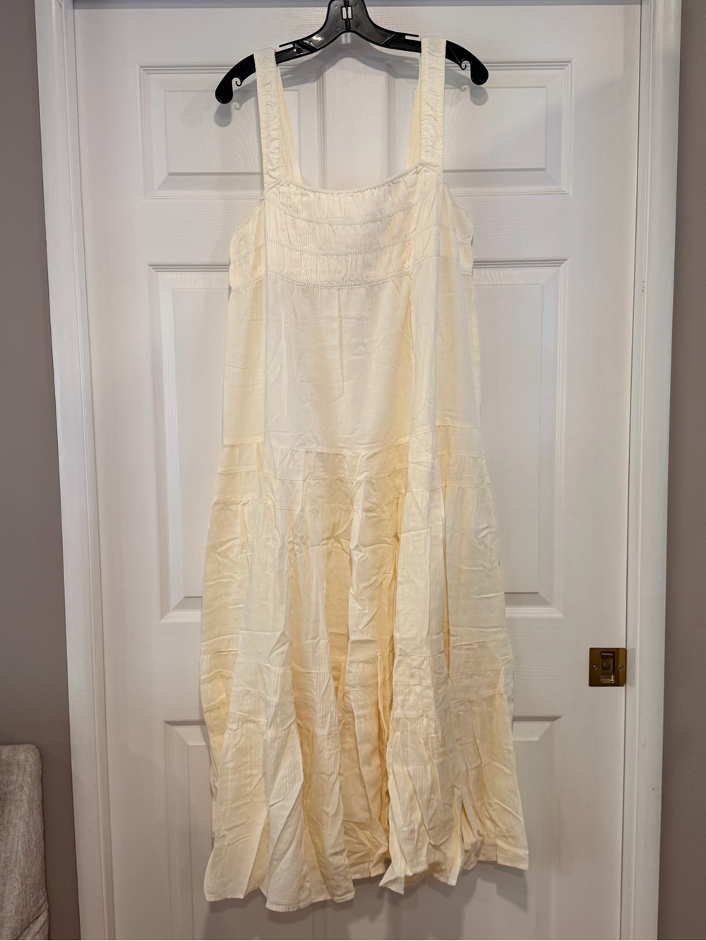 J. Crew Cream Airy gauze tiered maxi dress Cover Up Size L #314 - Picture 13 of 17